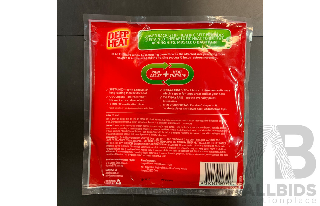 Deep Heat, Pain Away Pain Patches, Heating Belt - Lot of 12
