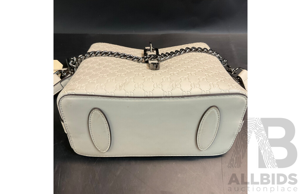 Women's White Monogram Pattern Crossbody Bag & Black Hand Bag