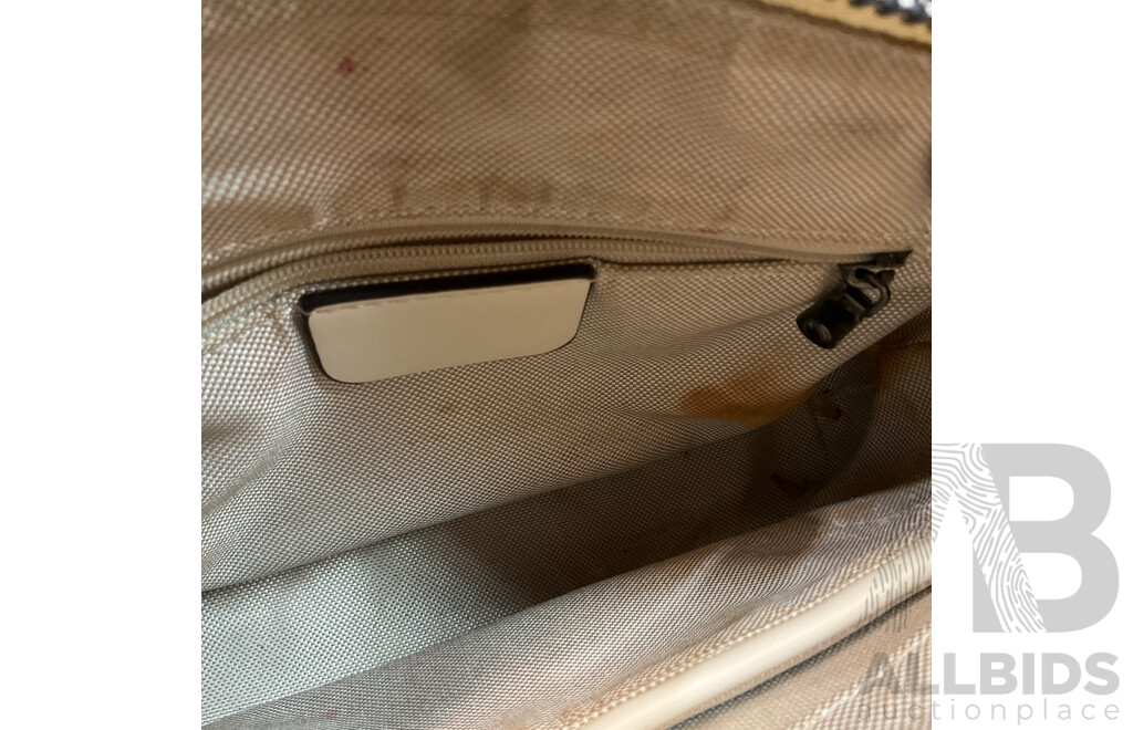 Women's White Monogram Pattern Crossbody Bag & Black Hand Bag