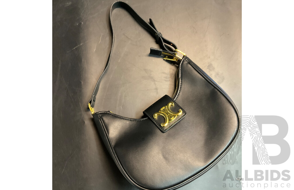 Women's White Monogram Pattern Crossbody Bag & Black Hand Bag