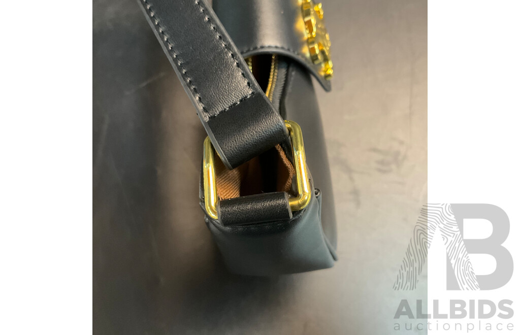 Women's White Monogram Pattern Crossbody Bag & Black Hand Bag