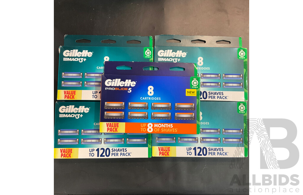 Gillette Mach3 Plus & Pro Glide 5 Value Pack - Lot of 5