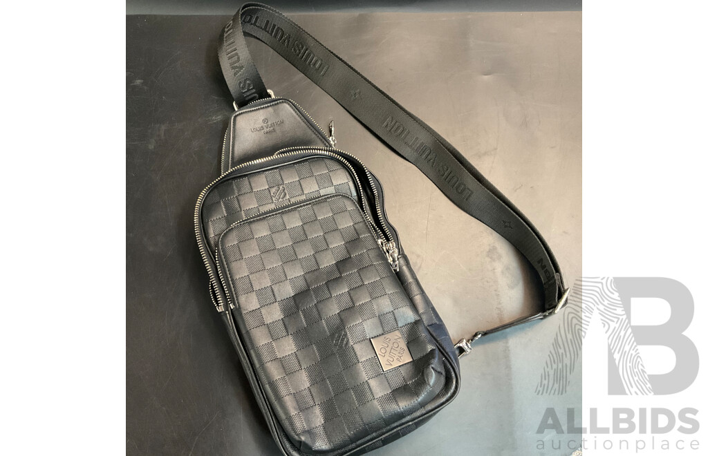 Leather Damier Slingbag Black Branded Louis Vuitton