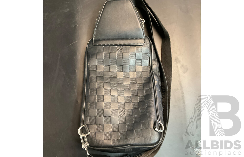 Leather Damier Slingbag Black Branded Louis Vuitton