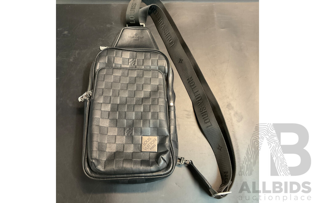 Leather Damier Slingbag Black Branded Louis Vuitton