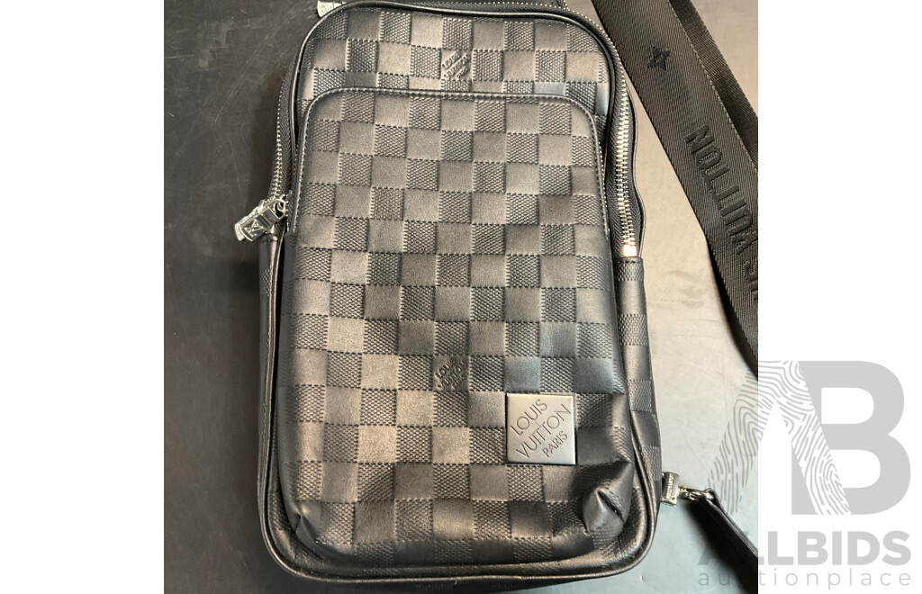 Leather Damier Slingbag Black Branded Louis Vuitton