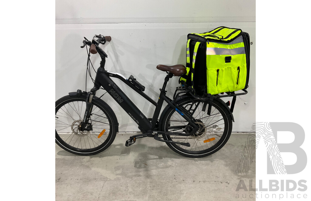 NCM Milano T3s E-Bike with Ubereats Delivery Bag