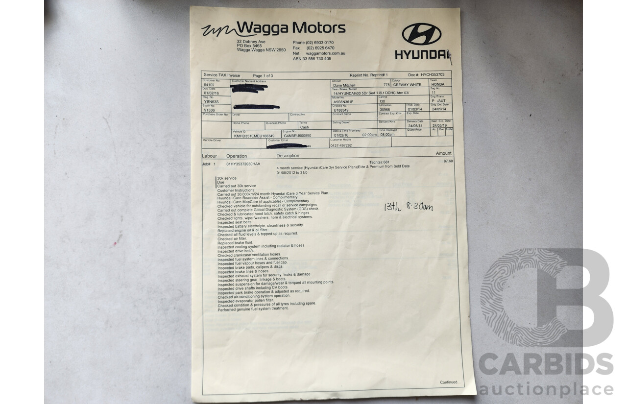 4/2014 Hyundai i30 Trophy GD MY14 5d Hatchback White 1.8L