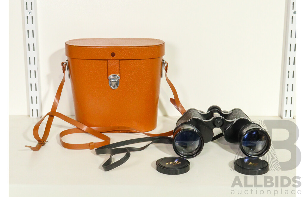 Pair of Cased Vintage Super Zenith 8x50 Binoculars