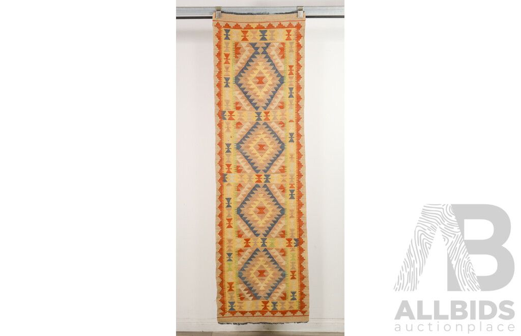 Vintage Hand Knotted Afghan Woollen Kilim Hall Runner
