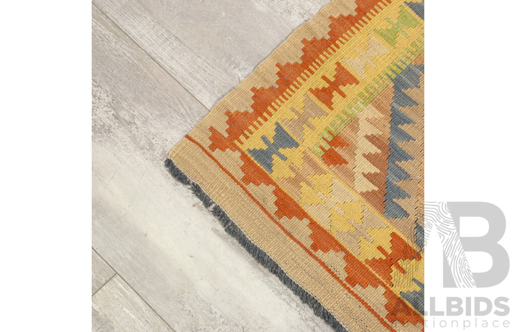 Vintage Hand Knotted Afghan Woollen Kilim Hall Runner