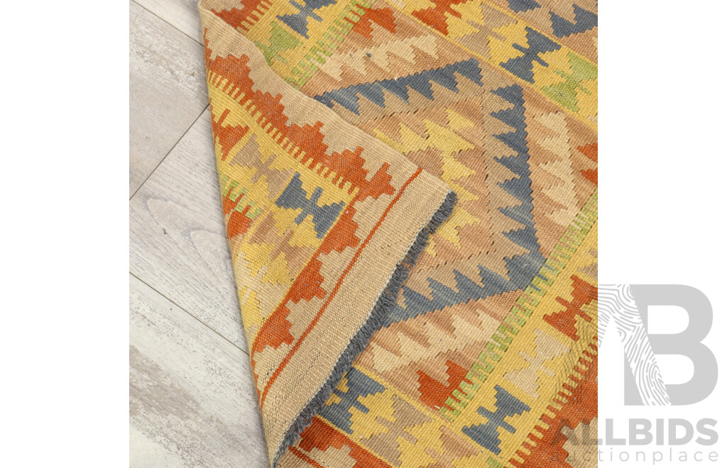 Vintage Hand Knotted Afghan Woollen Kilim Hall Runner