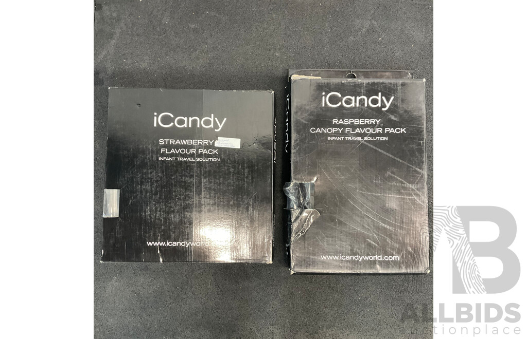 ICANDY Rasberry Canopy Flavour Pack (Grey) and Strawberry Flavour Pack (Black) - Lot of 2