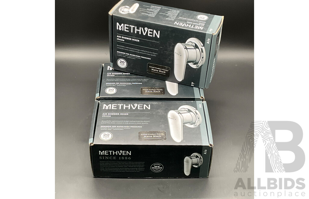 METHVEN Aio Shower Mixer - Matte Black - Lot of 3