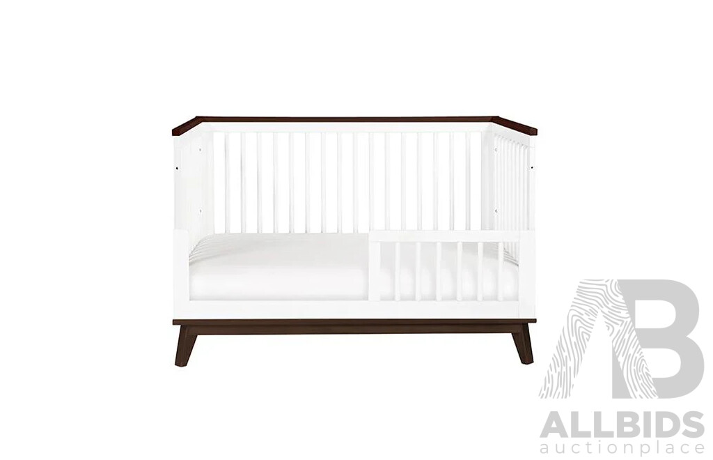 Babyletto Scoot Convertible Baby Cot - White / Natural / Walnut