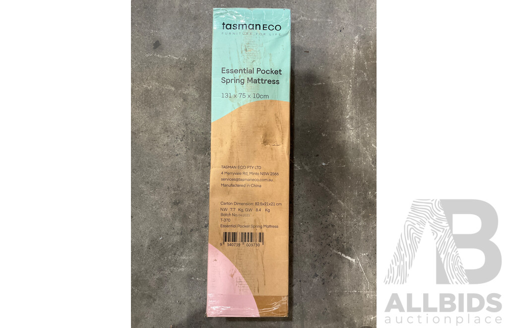 TASMAN ECO - Pocket Spring Mattress 131x75x10cm (T-370)
