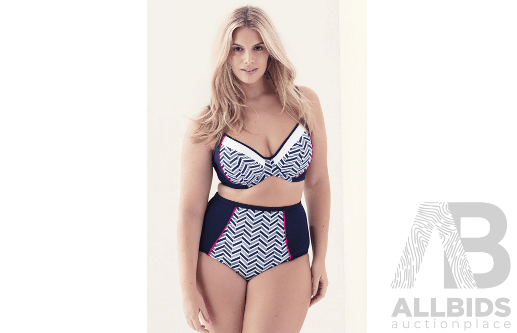 Elomi Swim Chevron Top & Hight Waist Briefs - Various Sizes - Lot of 11