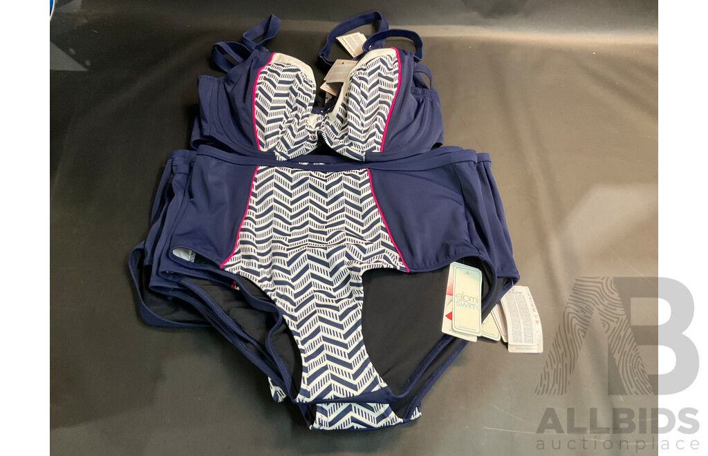 Elomi Swim Chevron Top & Hight Waist Briefs - Various Sizes - Lot of 11