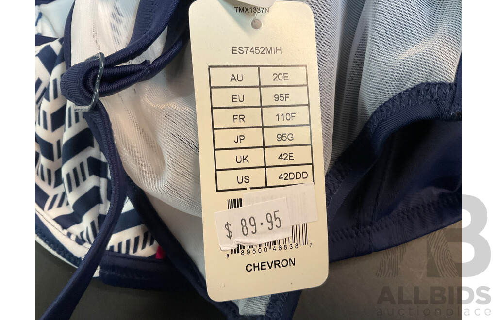 Elomi Swim Chevron Top & Hight Waist Briefs - Various Sizes - Lot of 11