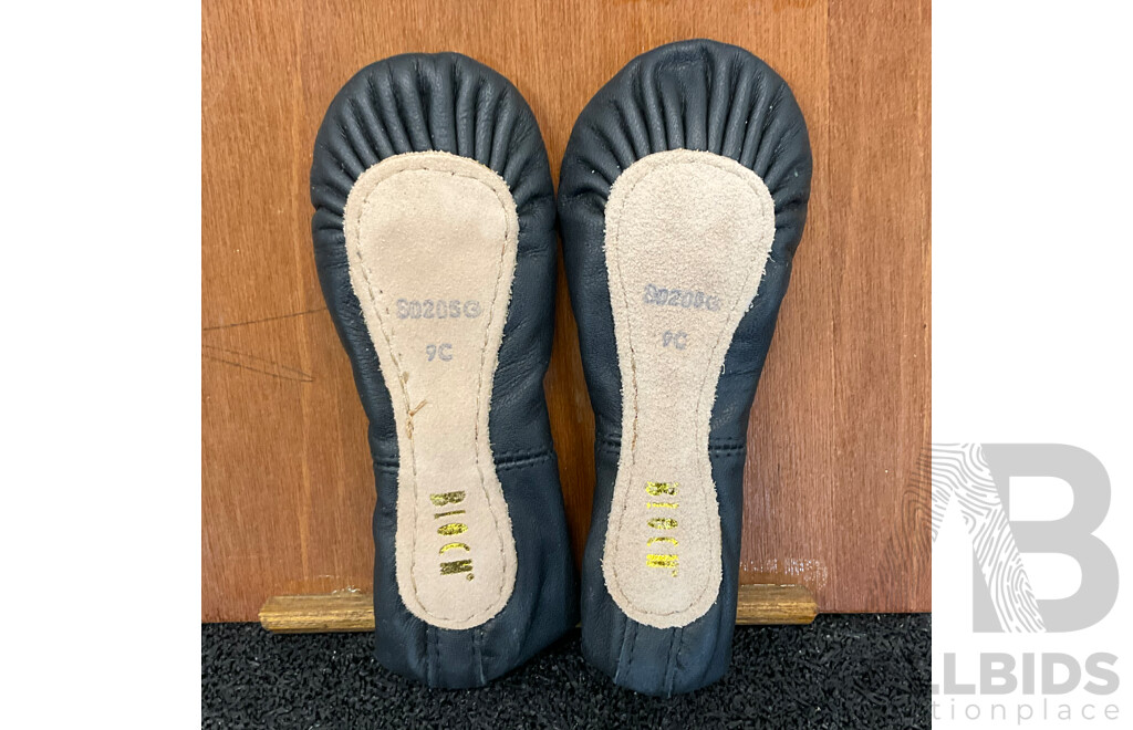 BLOCH Dance Girl's Dansoft Full Sole Leather Ballet Slipper/Shoe - Black - Size 9C and 9.5C - Lot of 8