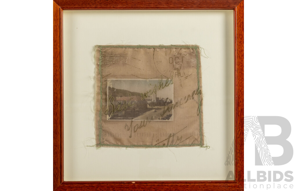 Lisa Carroll (20th Century, Australian),  Best Wishes, Mixed Media Photograph & Textile, 39 x 39 cm (frame)