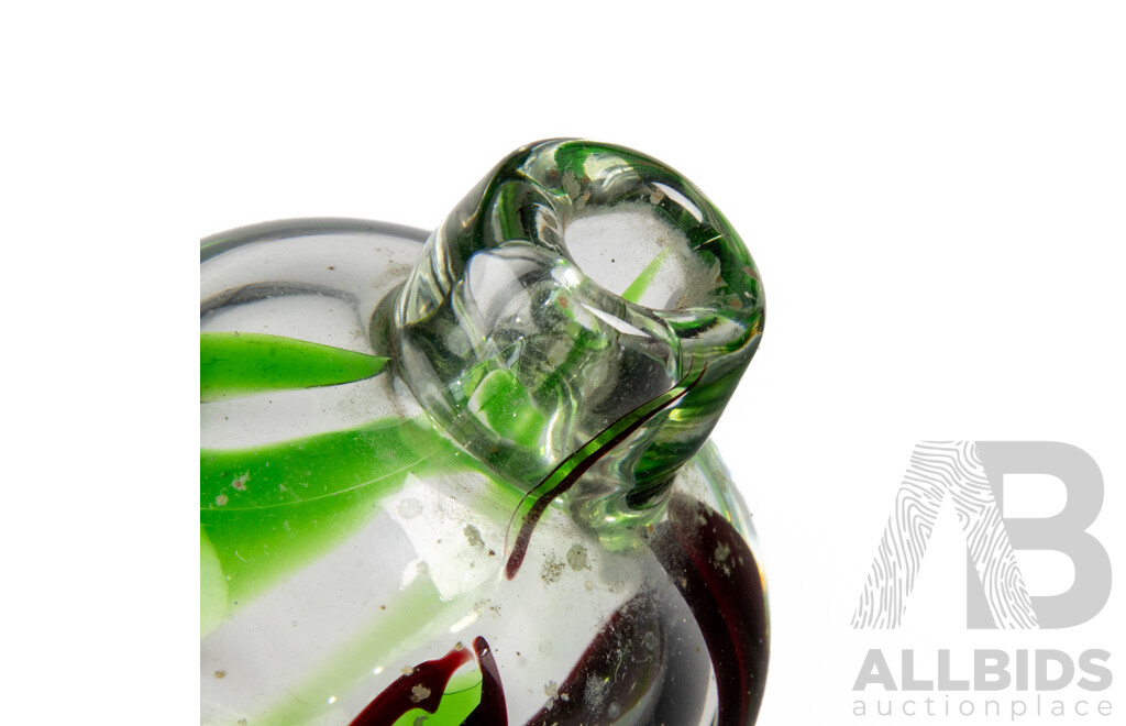 Small Art Glass Bud Vase by Peter Docherty and Smaller Example