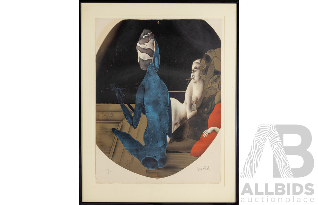 Paul Wunderlich, (20th Century, German, 1927–2010), Turkish Bath [from the series INGRES] (1973), Original Editioned & Signed Colour Lithograph, 82 × 64 cm (frame)