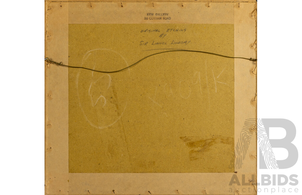 Sir Lionel Lindsay, (19th/20th Centuries, Australian, 1874-1961), Benares (1930), Original Drypoint Etching on Wove Paper, 42 x 45 cm (frame)