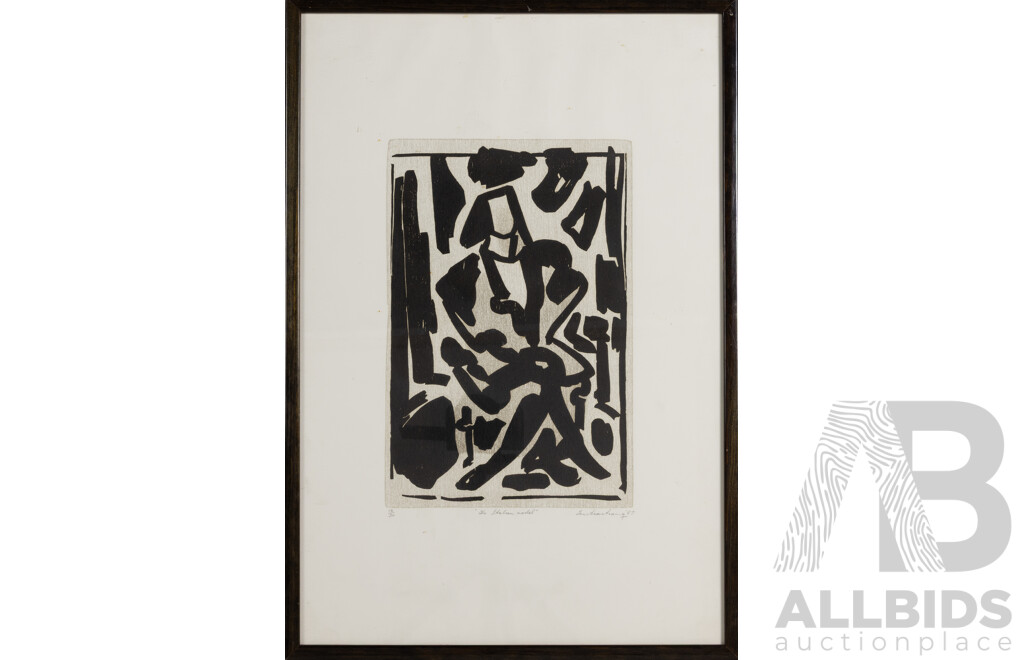 Ian Armstrong, (20th Century, Australian, 1923-2005), The Italian Model (1987), Editioned & Signed Woodblock Print, 58 x 40 cm (frame)