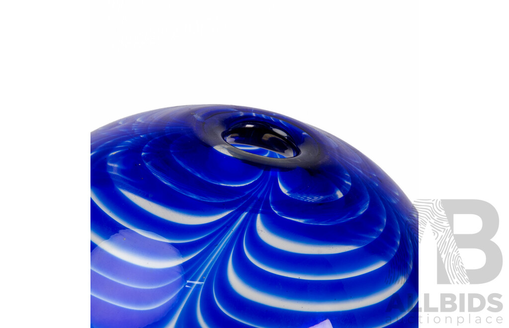 Lenora Glass Industries Clear Glass Vase with Blue Highlights