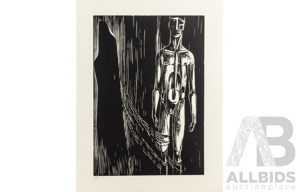 Werner Rosenbusch, (20th Century, German, 1924-2016), Totentanz (Death), Woodcut Cycle, Twelve Original Woodcuts on Copperplate in Original Portfolio Folder, 54 x 40 & 40 x 54 cm (sheets) (12)