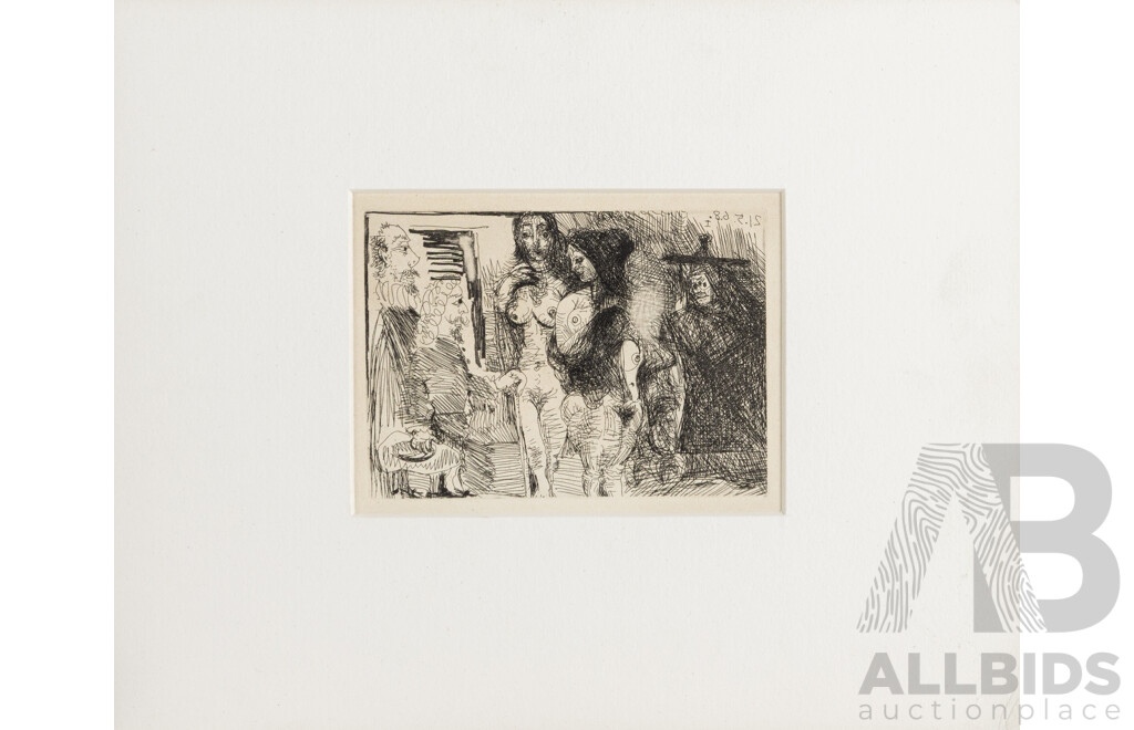 Pablo Picasso, (19/20th Centuries, Spanish-Born French, 1881-1973), La Celestine (1968-69), Etching, 9 x 12 cm (image)