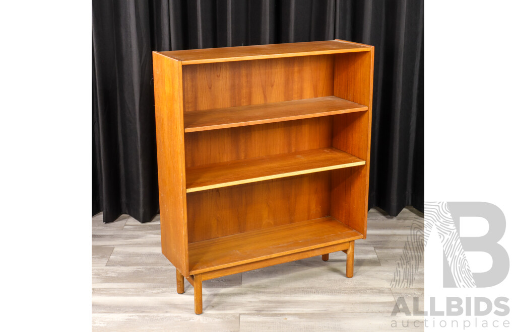 Vintage Teak Open Bookcase with Three Shelves