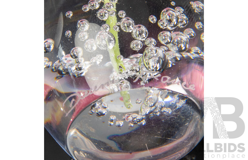 Vintage Daum Art Glass Paperweight with Central Daisy and Another