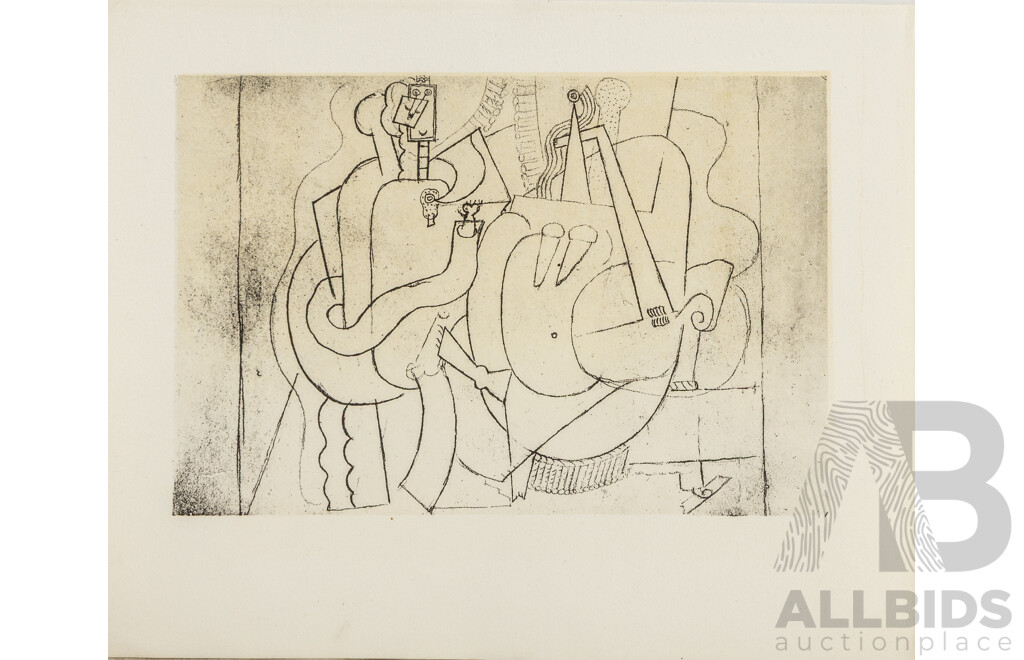 Pablo Picasso (19/20th Centuries, Spanish, 1881-1973), Card Players at Table & Untitled, Pair of Miniature Vintage Unsigned Lithographic Prints, 21 x 26 & 26 x 21 cm (sheets) (2)