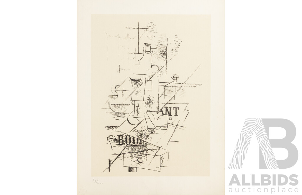Georges Braque, (19/20th Centuries, French, 1882-1963), La Bouteille, Wonderful Vintage Original Lithograph From Derriere Le Mirroir 138, May 1963, 47 x 36 cm (sheet)