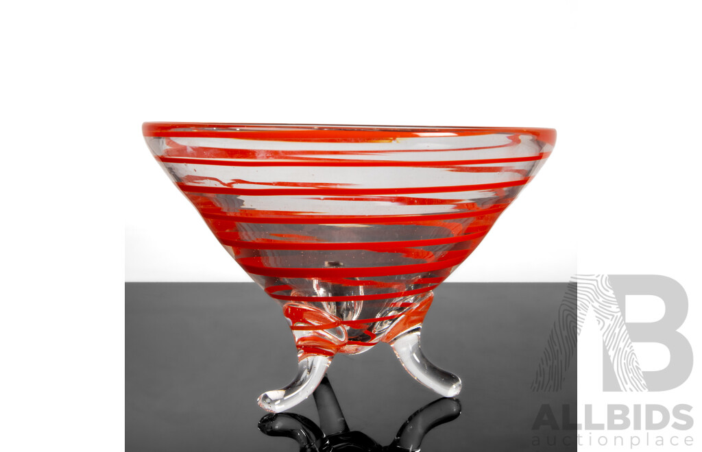 Tri-footed Art Glass Bowl by Mark Thiele, Australia