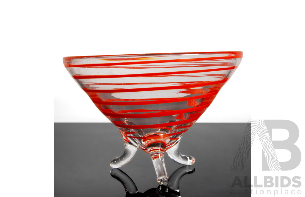 Tri-footed Art Glass Bowl by Mark Thiele, Australia