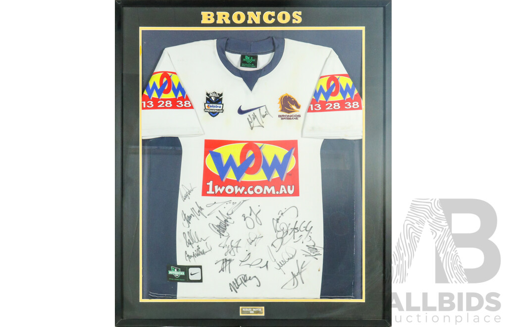Framed Singed Brisbane Broncos 2005 Jersey