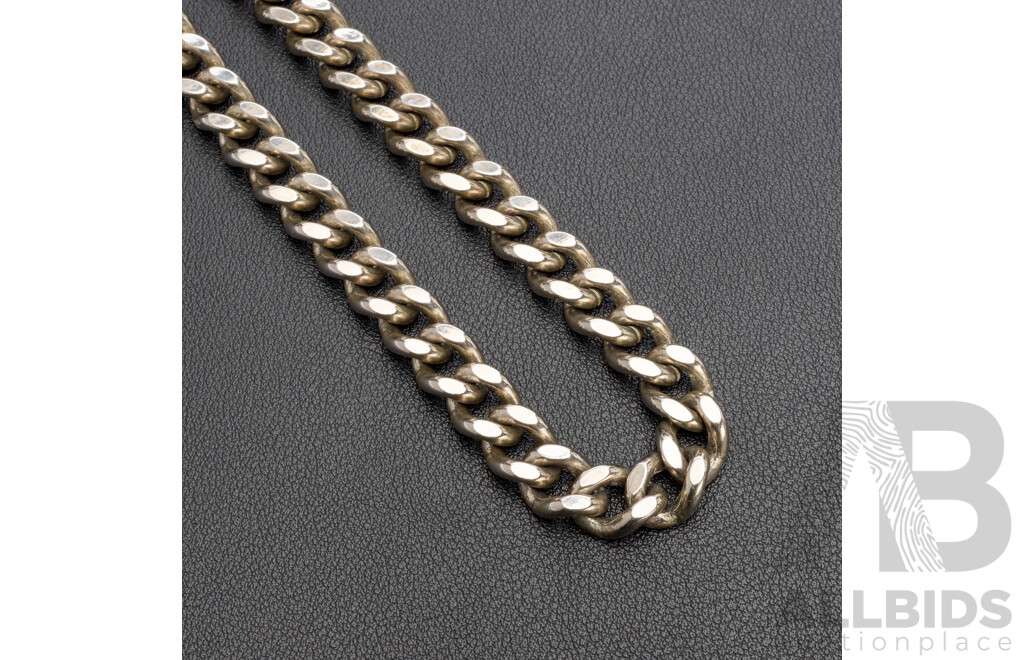 Silver Plated Base Metal Heavy Curb Link Chain - 62cms