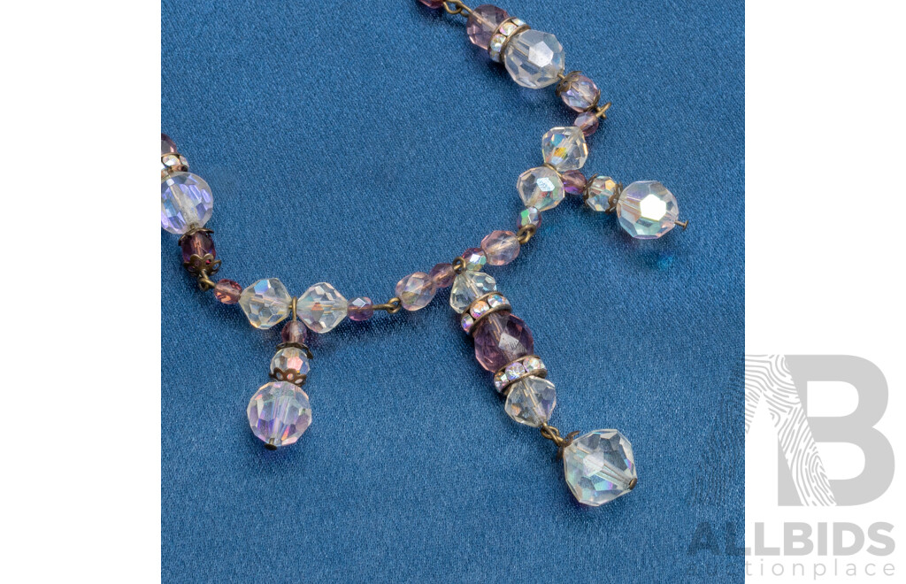 Brass Wire with Multi Colour Rhinestone Necklace. Length - 38.5cms