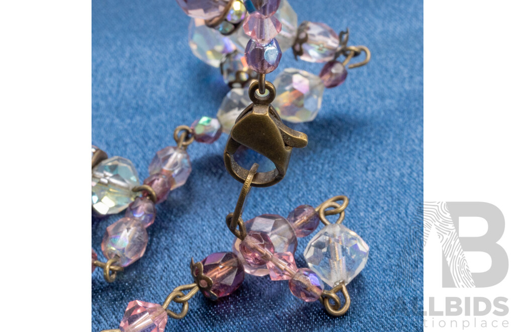 Brass Wire with Multi Colour Rhinestone Necklace. Length - 38.5cms