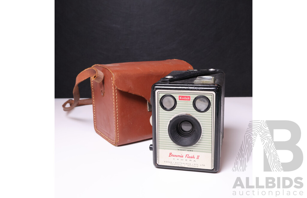 Kodak Brownie Flash II Camera with Leather Case
