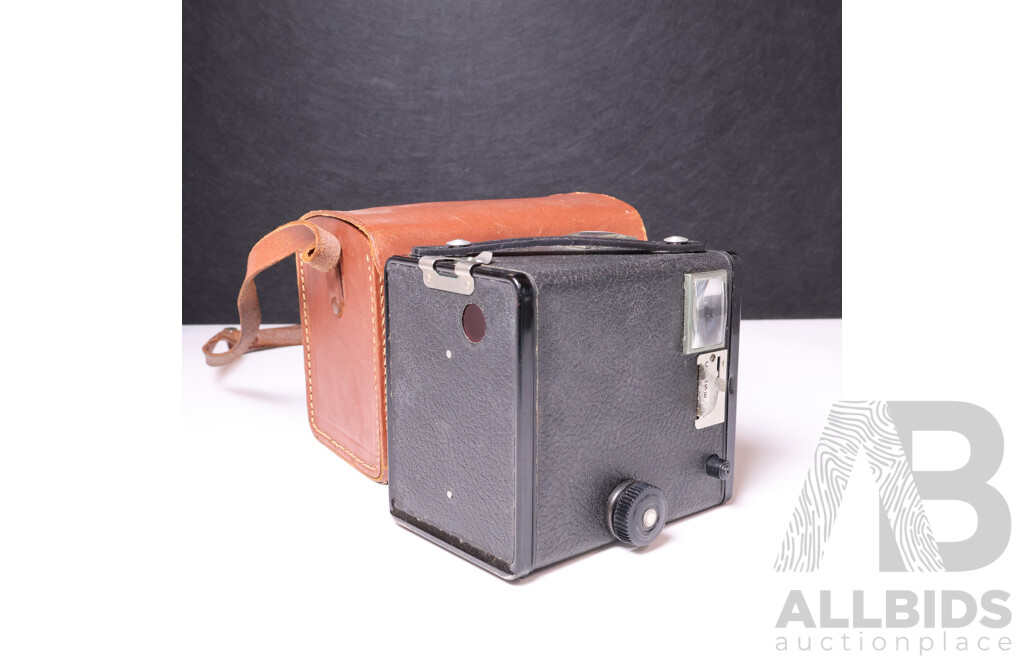 Kodak Brownie Flash II Camera with Leather Case