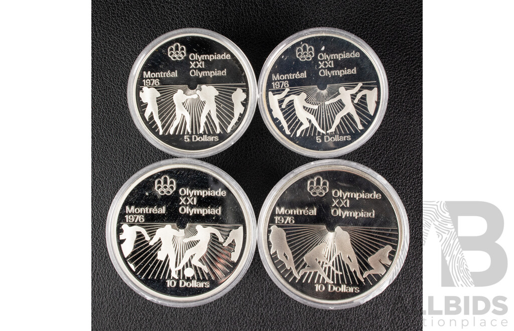 Canada 1976 Four Silver Proof Coin Set, Montreal Olympic Games .925