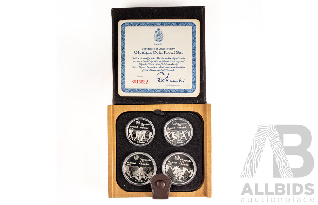 Canada 1976 Four Silver Proof Coin Set, Montreal Olympic Games .925