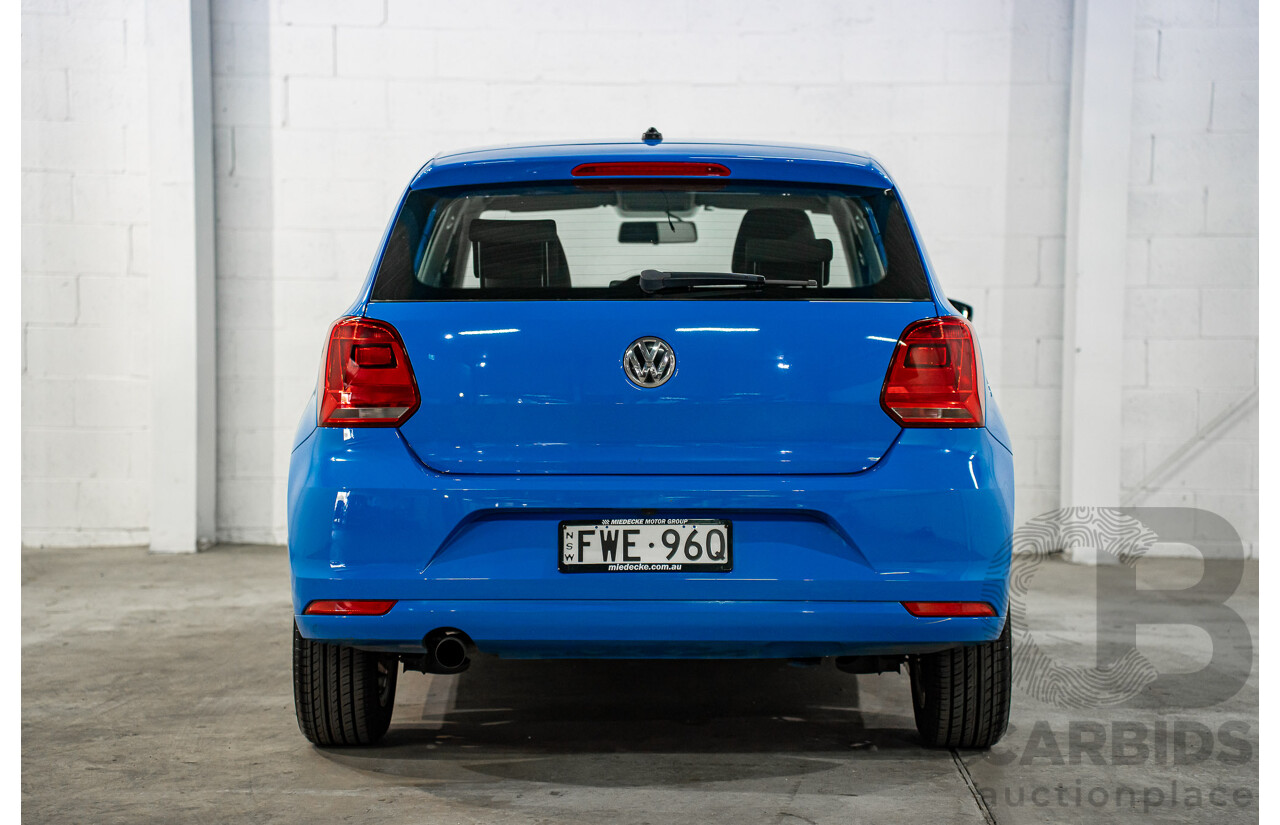 06/2016 Volkswagen Polo 81 TSI Comfortline (FWD) 6R MY16 5d Hatchback Cornflower Blue Turbo 1.2L