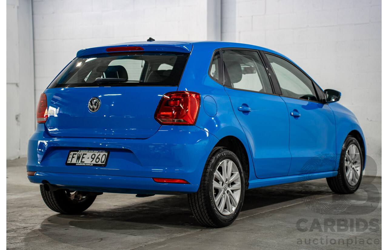 06/2016 Volkswagen Polo 81 TSI Comfortline (FWD) 6R MY16 5d Hatchback Cornflower Blue Turbo 1.2L