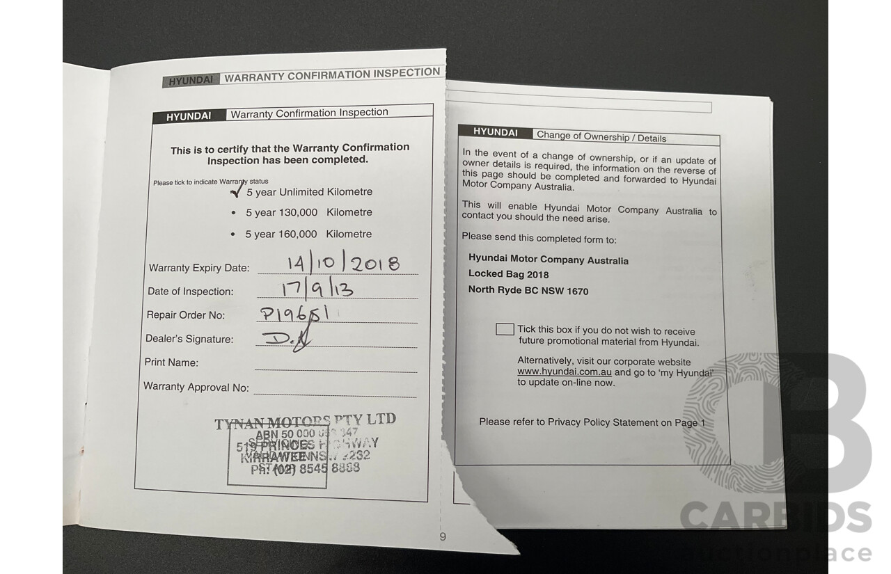 9/2013 Hyundai Santa Fe Highlander CRDi (4x4) DM 4d Wagon Titanium Silver Turbo Diesel 2.2L - 7 Seater