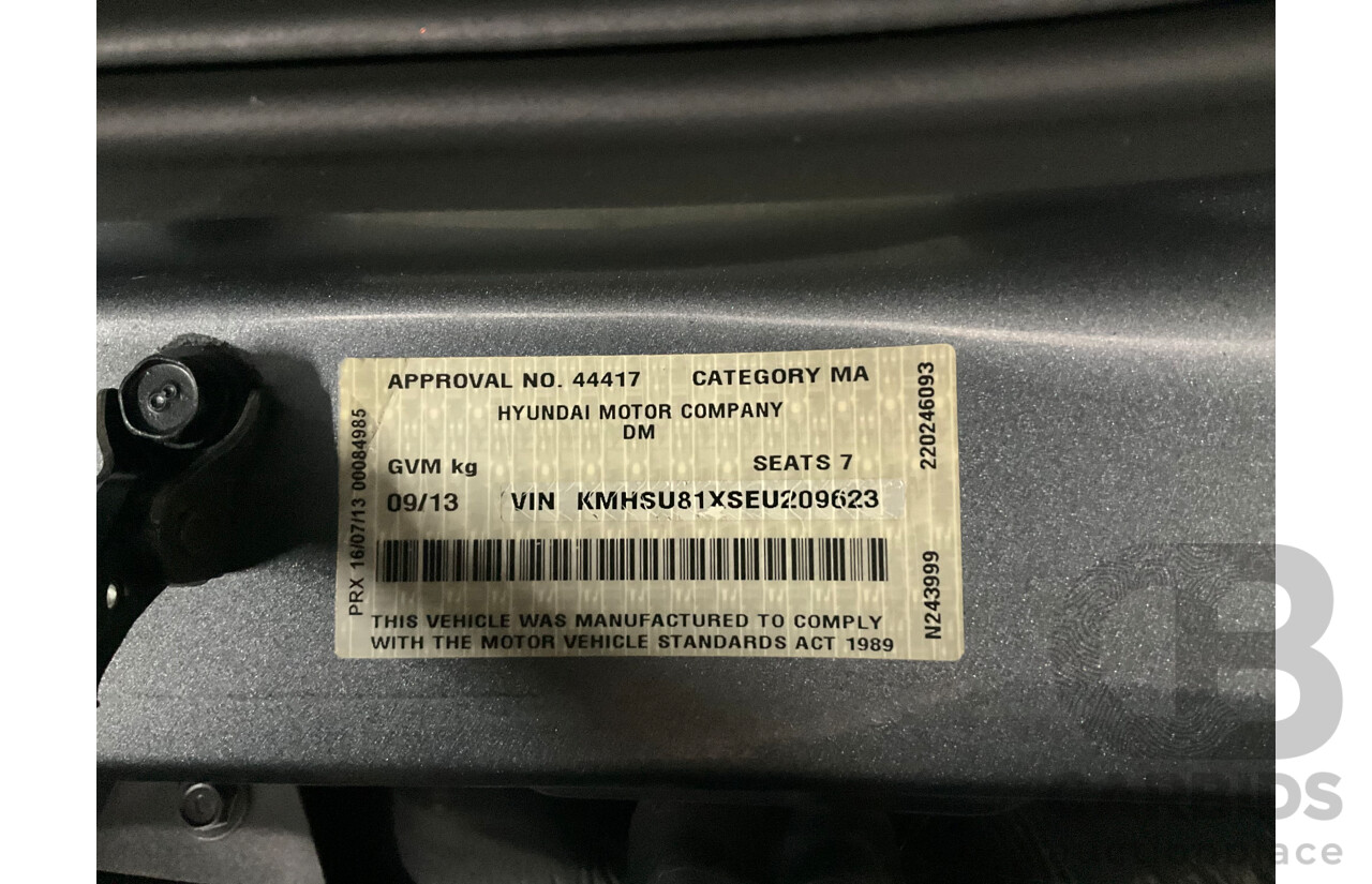 9/2013 Hyundai Santa Fe Highlander CRDi (4x4) DM 4d Wagon Titanium Silver Turbo Diesel 2.2L - 7 Seater